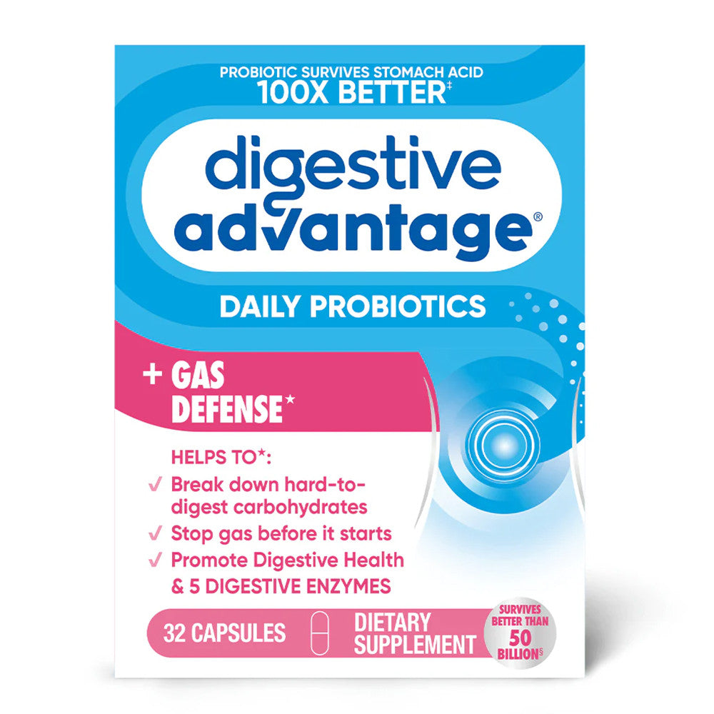 Schiff Digestive Advantage Daily Probiotic Plus Gas Defense Capsules, 32 Ea